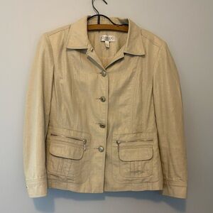 Conrad C Woman’s 8 Linen Metallic Collared Jacket Blazer